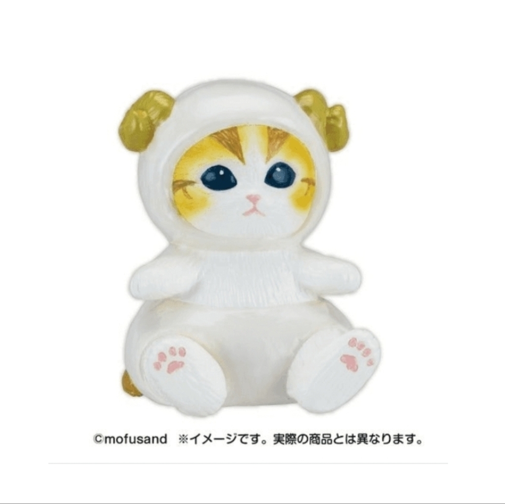 Cute Cat Figurine with Gold Accents